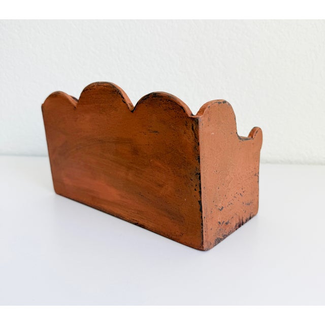 Wood Primitive Wood Box With Scalloped Back For Sale - Image 7 of 14