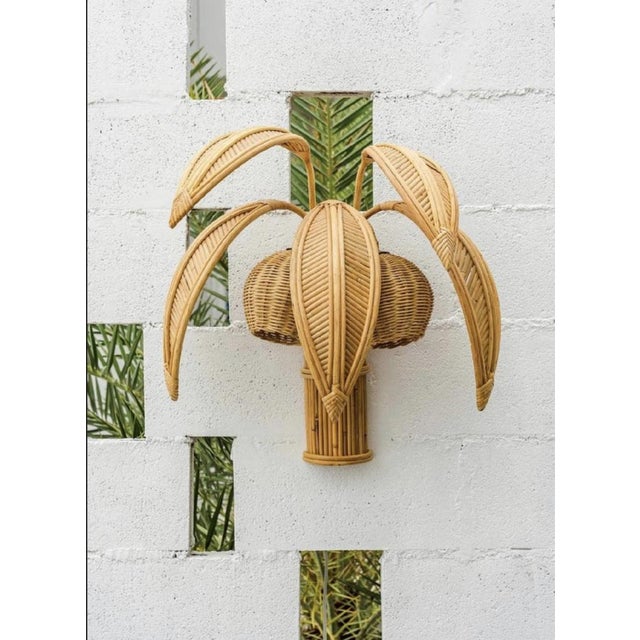 Wood Rattan Coconut Wall Light, 1990s For Sale - Image 7 of 9
