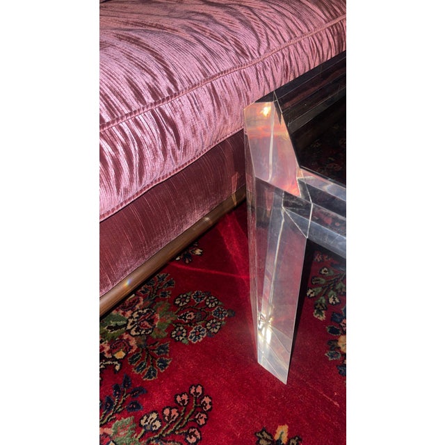 1980s 1980s Attributed to Charles Hollis Jones Square Lucite Coffee Table With Glass Top For Sale - Image 5 of 9