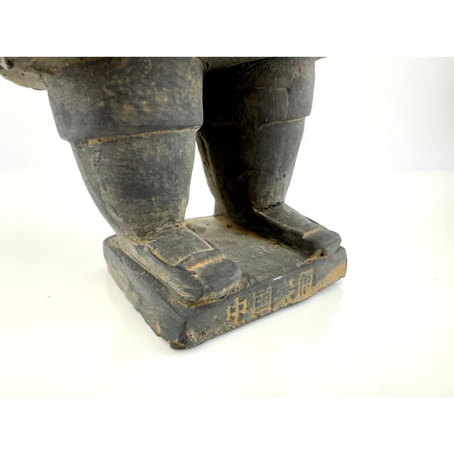 Brown Vintage Chinese Terracotta Warrior Figure Sculpture With Aged Patina For Sale - Image 8 of 9