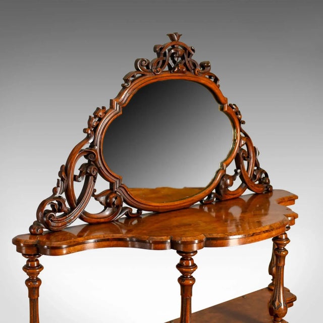 Mid 19th Century 1840s Robert Strahan & Co Burr Walnut Whatnot Irish Mirror Stand For Sale - Image 5 of 13