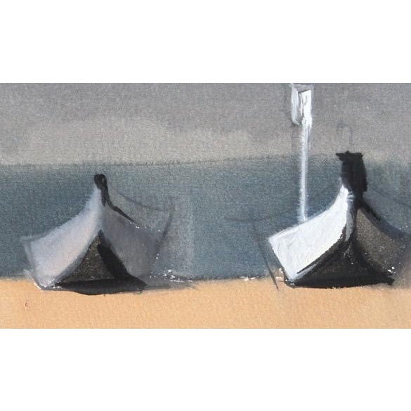 1940s A Gouache on Paper, Moroccan Scene of Tents Along the Shore With a Figure Lying in the Sand by Andre Delfau For Sale - Image 4 of 4