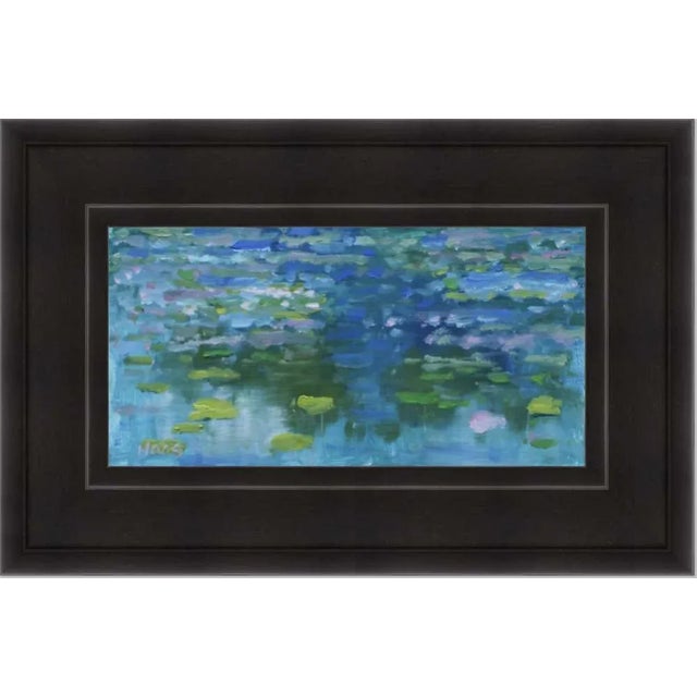 Textile Lily Pond Reflections (Modern Impressionist Oil Painting) For Sale - Image 7 of 8