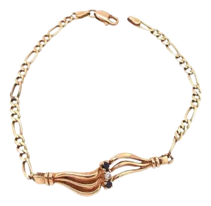 14 Karat Yellow Gold Fancy Bracelet With Semi Precious Stones