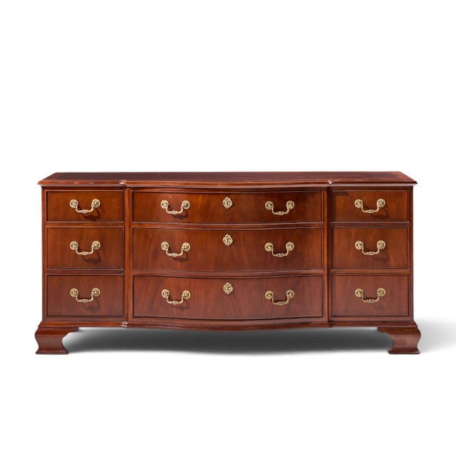Baker Furniture Georgian Mahogany Bow Front Dresser This lowboy measures: 71.25 wide x 21.25 deep x 32 inches high ABOUT...