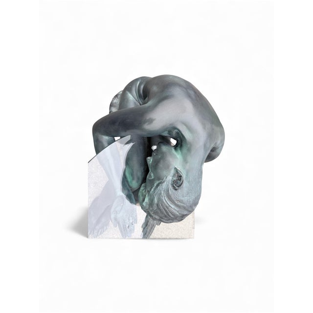 Marc thouy (1946) coffee table, "passion" model, ca. 1990. Synthetic with patinated bronze and glass. this is in excellent...