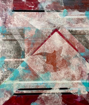 Robert Kelly, 1985 Abstract Geometric Monoprint Painting Chine Colle Collage Robert Kelly, 1985