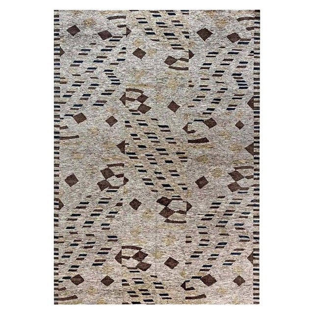 Contemporary Abstract Design Handmade Wool Rug by Doris Leslie Blau For Sale
