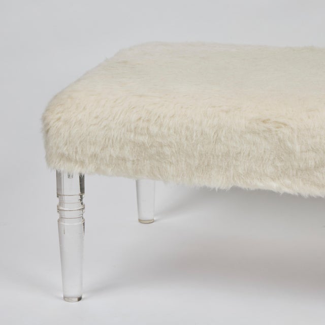 Traditional Custom Bench Newly Upholstered in a Wool / Alpaca Fabric, Italy With Lucite Legs For Sale - Image 3 of 9