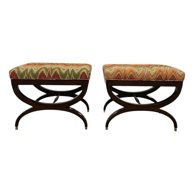Lee Jofa Curule Benches- A Pair For Sale