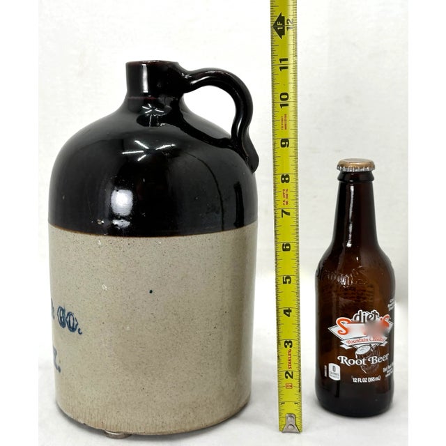 Antique American Blue Decorated Stoneware 1 Gallon Advertising Spirits Jug From Macys New York City For Sale - Image 11 of 13