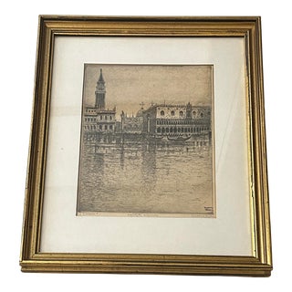 Bella Sziclay - Dry Point Engraving - Venice - Signed - 1950s For Sale