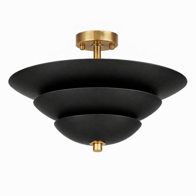 Handcrafted Brass Flush Mount Ceiling Triple Light , Dome Semi Flush Mount, Brass Ceiling Fixture for Bedroom, Hallway, Kitchen, 24x14 For Sale - Image 9 of 11