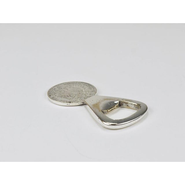 Silvered Brass Bottle Opener Habsburg 2 Florin Coin attributed to Carl Auböck, Austria 1950 For Sale - Image 14 of 18