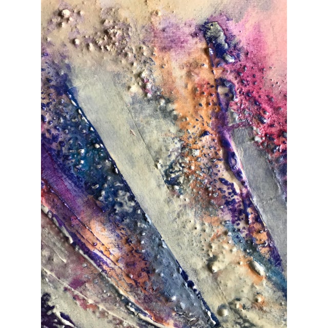 Patricia Zippin" Rainbow Rays" 1980s Mixed Media Abstract Painting