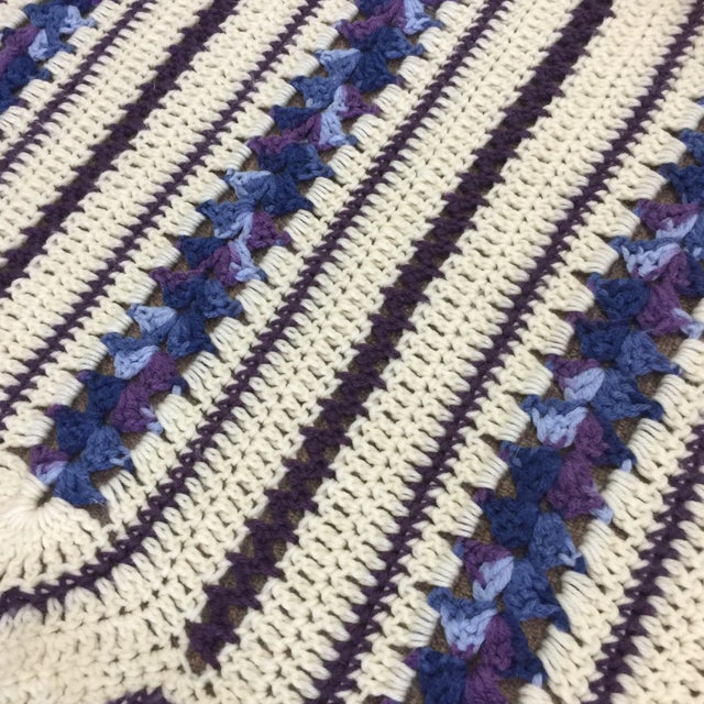 Moroccan Purple & Blue Moroccan Inspired Hand Made Throw For Sale - Image 3 of 7