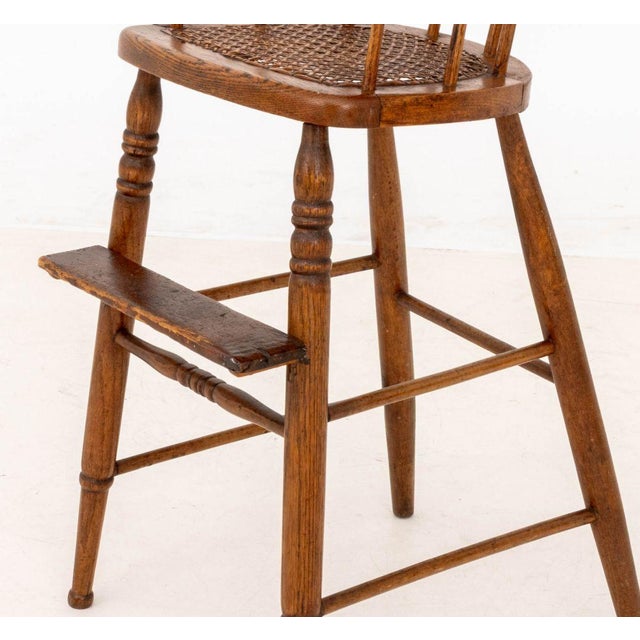 Brown Victorian Cane-Paneled Oak Children's Chair For Sale - Image 8 of 10