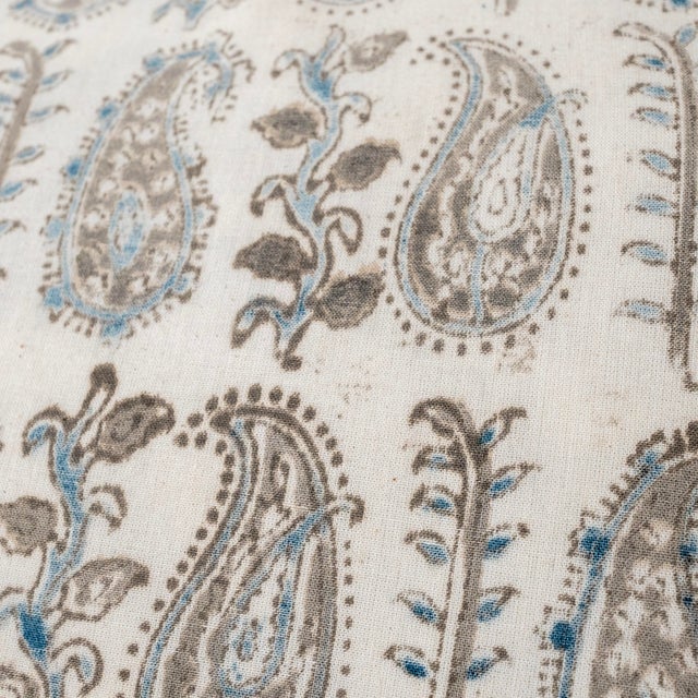 Pair of Handcrafted Linen Pillow With Vintage Aso Oke Textile and Down Insert For Sale - Image 9 of 17