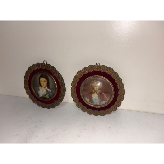 Unknown Artist, Miniature Portraits, 1950, Set of 2 For Sale - Image 6 of 12