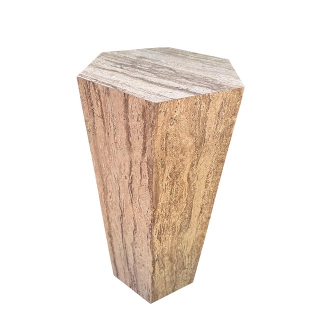 Mid 20th Century Mid 20th Century Postmodern Faux Travertine Laminate Pedestals - A Pair For Sale - Image 5 of 12