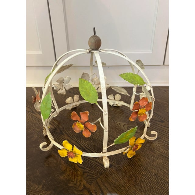 1970s Vintage Italian Tole Metal Floral Utensils/ Light Hanging Ornament For Sale - Image 10 of 12
