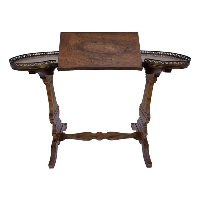 Early 20th Century Kidney Shaped Music Stand Writing Desk With Brass Gallery For Sale