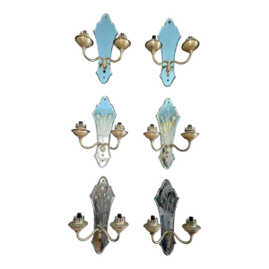 Set of 6 Mid-Century Vintage Mirrored French Sconces