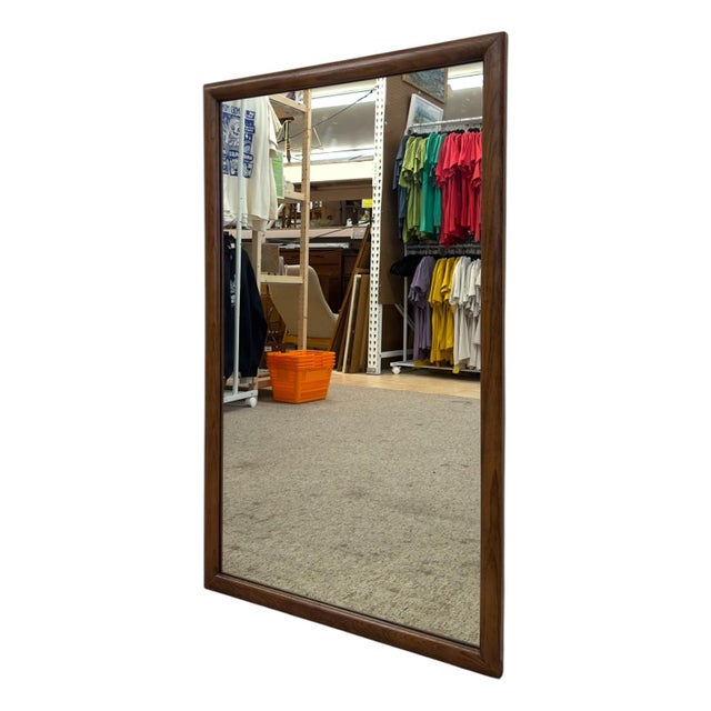 Mid-Century Modern Vintage Mid-Century Modern Wood Frame Wall Mirror. For Sale - Image 3 of 8