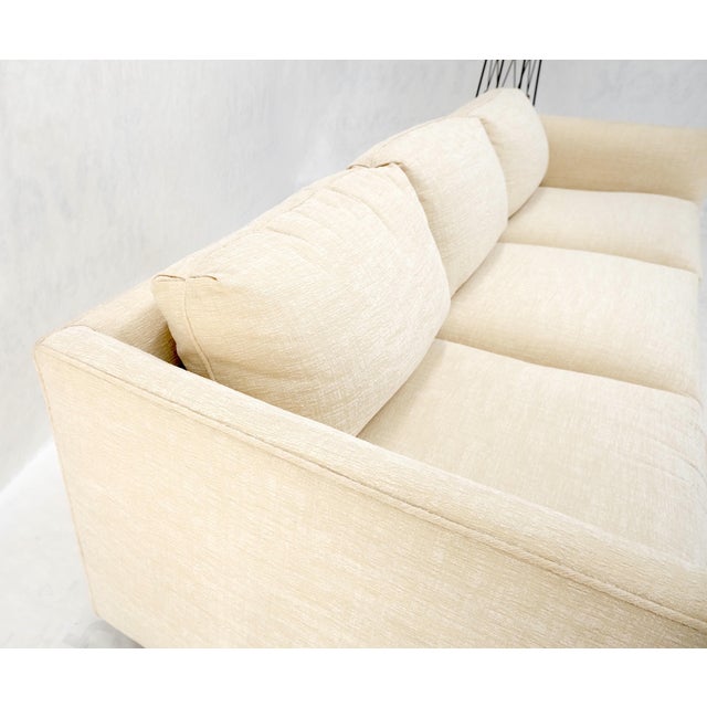 Custom Design Mid-Century Modern Beige Upholstery Box Shape Sofa Mint! For Sale - Image 6 of 18