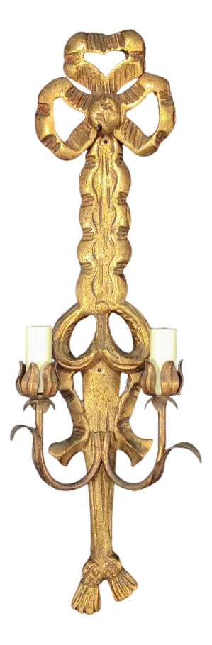 Large Italian Florentine Gold Gilt Wall Candleholder, 1950s