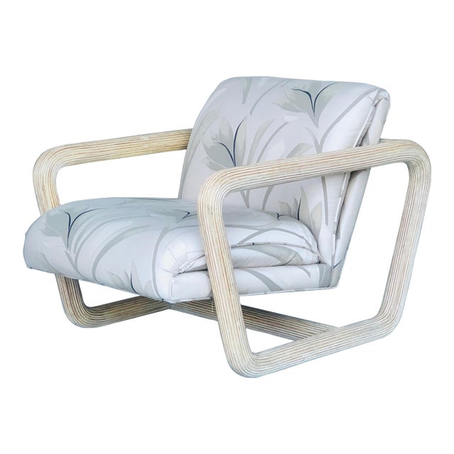 1985 Modernist Rattan Pencil Reed Lounge Chair For Sale