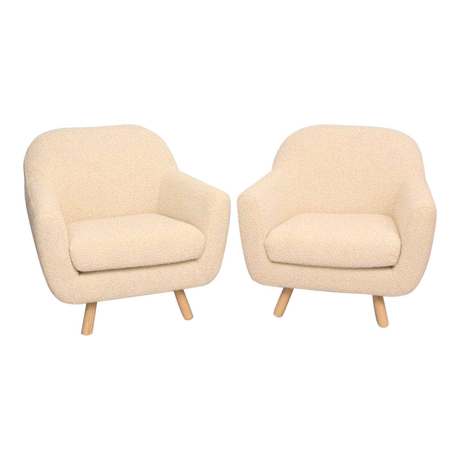 Pair of Article Gabriola Ivory Bouclé Lounge Chairs | Chairish