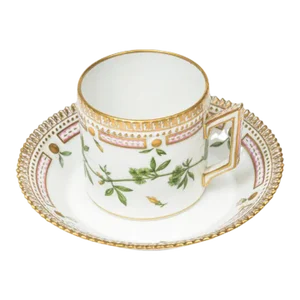 Mid 20th Century Royal Copenhagen Flora Chocolate Cup & Smooth Saucer Medicago Minima L. 3513