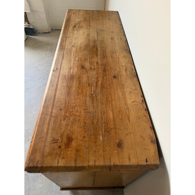 Antique English Pine Sideboard With Central Cupboard & Nine Drawers For Sale In Miami - Image 6 of 12