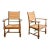 1940s Turned Chestnut Frame + Rush Armchairs- Set of 2 For Sale