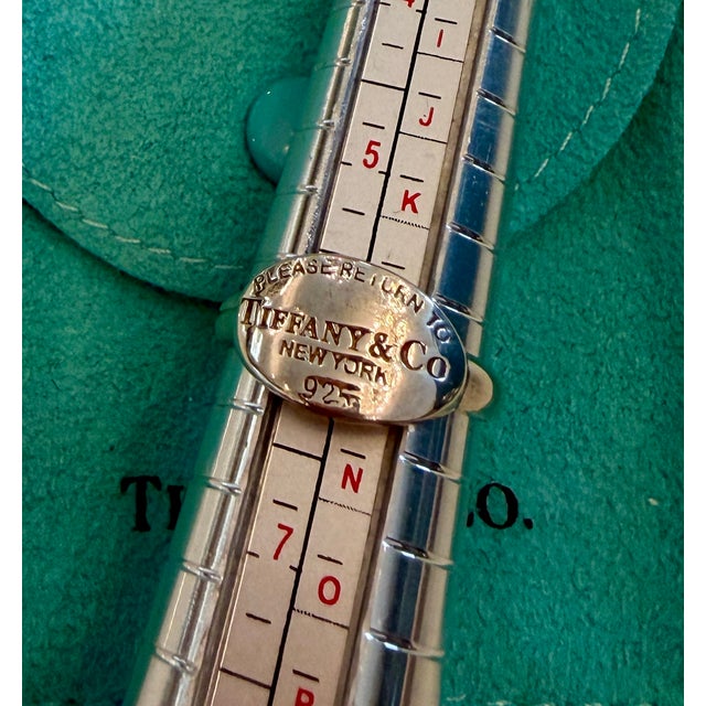Mid-Century Modern Late 20th Century Retro Sterling Silver "Return to Tiffany" Oval Tag Ring, Size 6 For Sale - Image 3 of 14