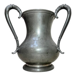 Antique 1904 Engraved Middlebrook Pewter Golf Tournament 3 Handle Trophy Vase For Sale