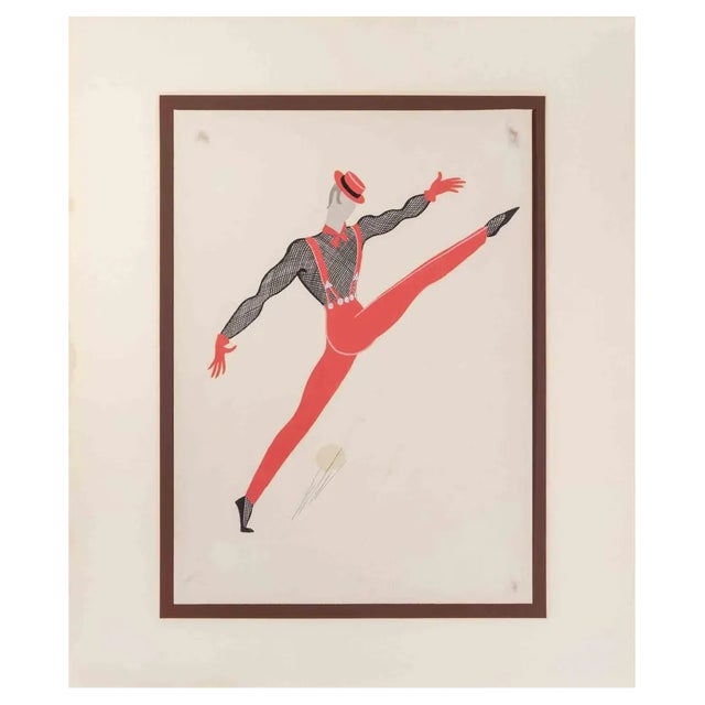 Erté, The Dancer, Tempera, 1970s For Sale