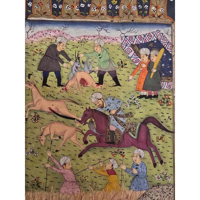 Royal Hunt, 1750, Manuscript Leaves, Framed, Set of 2 For Sale - Image 10 of 11