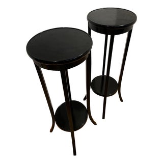 English Ebonised Wood Plant Stands, 1890s, Set of 2 For Sale