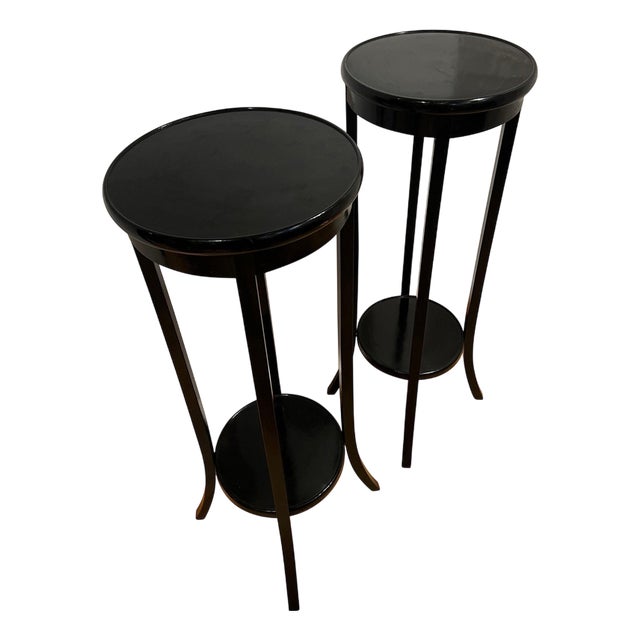 English Ebonised Wood Plant Stands, 1890s, Set of 2 For Sale