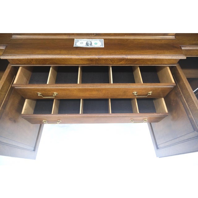 Large Wide Mahogany Individual Bubble Glass Panes Doors Breakfront China Cabinet For Sale - Image 9 of 18