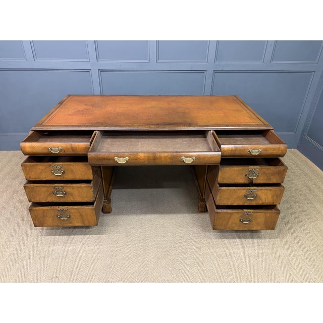 Burr Walnut Partners Pedestal Desk from Maple & Co., 1920s For Sale - Image 12 of 18