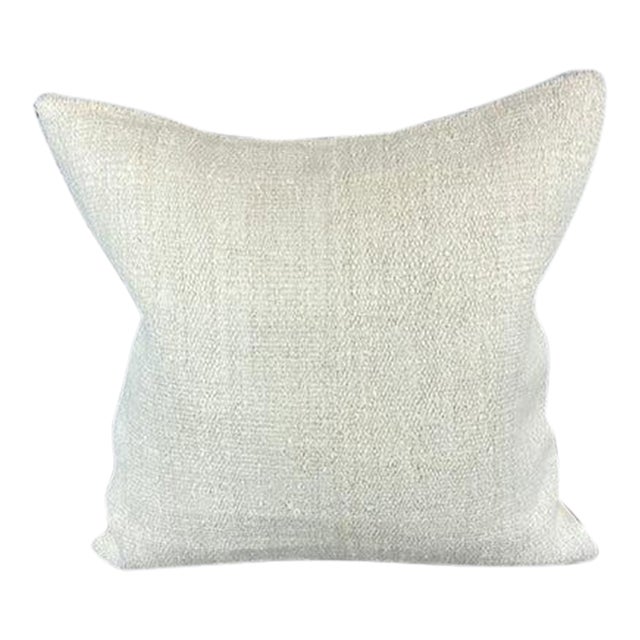 20 x 20 Hemp Pillow Turkish Cushion Natural Grayish White Pillow Cushion Cover For Sale