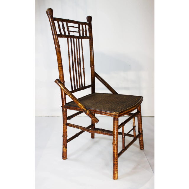 Ornamental & Decorative Materials 1920s Antique Regency Bamboo Faux Painted Chinoiserie Side Chair For Sale - Image 7 of 12