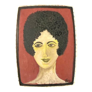 Vintage Boho Outsider Portrait on Resin Lid