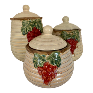 Vintage Majolica Beehive Canisters - Set of 3