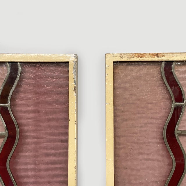 Early 20th Century Italian Liberty Cactus Stained-Glass Windows, 1910s, Set of 2 For Sale - Image 5 of 15