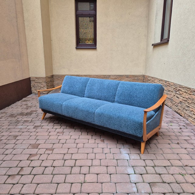 Mid-Century Foldable Sofa in Blue, Germany, 1960s For Sale - Image 10 of 11