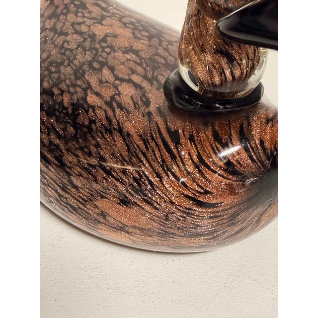 Black and Avventurine Murano Glass Duck attributed to Seguso, Italy, 1970s For Sale - Image 12 of 17